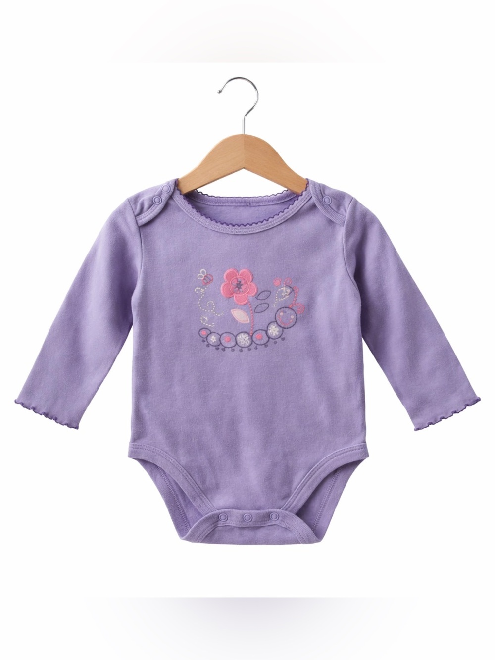 5/$15 Just Born Purple Long Sleeve Bodysuit Size 6-9 Months